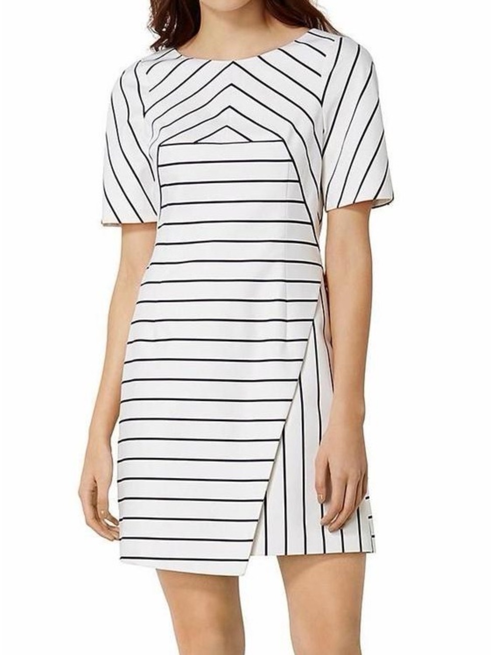 Karen Millen Asymmetric Striped Sheath Mini Dress, SZ 10